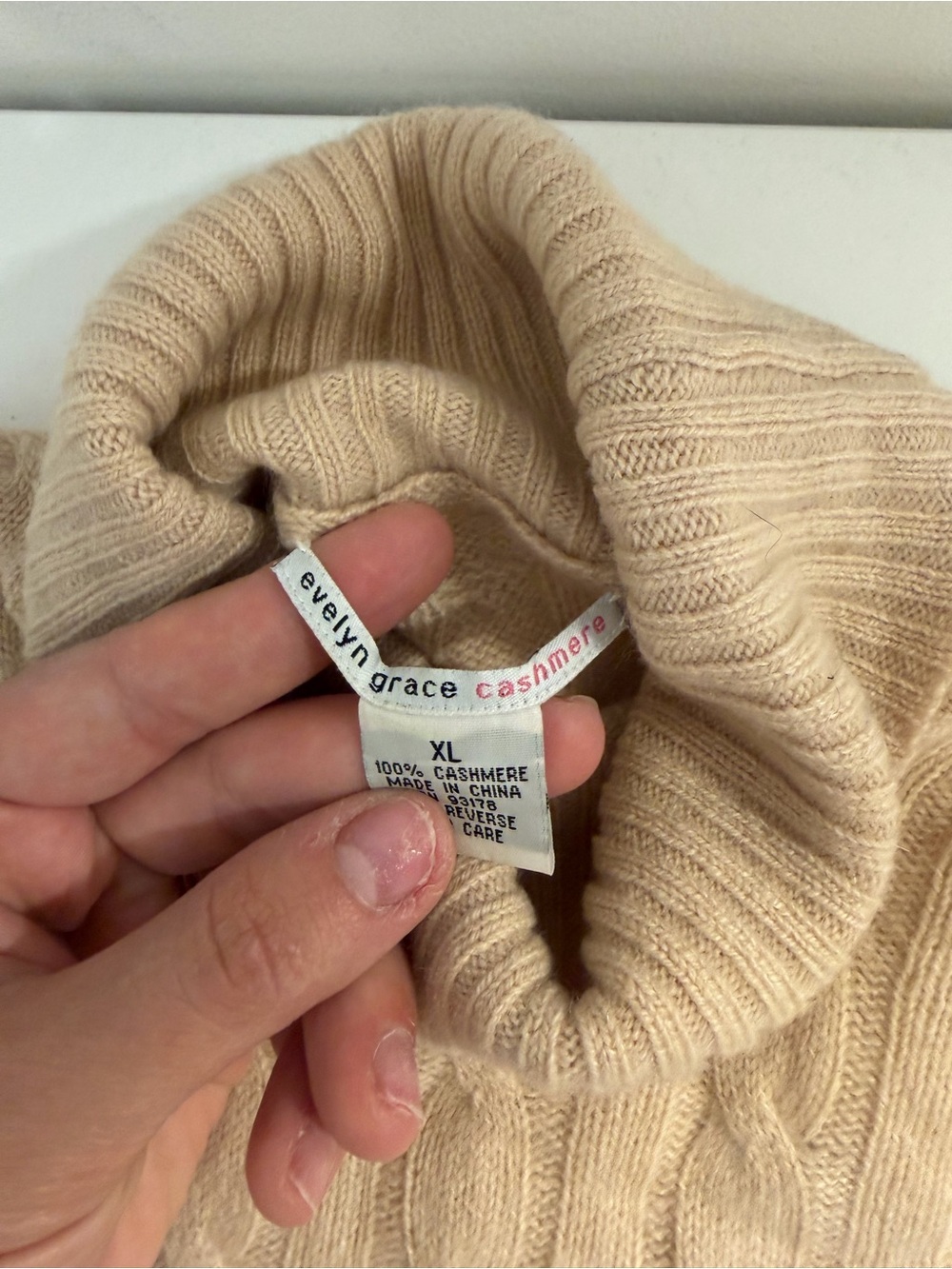 Evelyn Grace 100% Cashmere Cable Knit Turtleneck Sweater - Picture 3 of 4